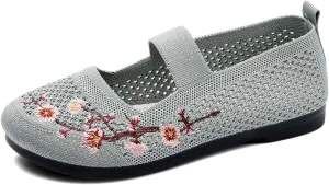 Women's Casual Shoes Embroidered Breathable Flat Comfortable Everyday Wear Versatile Design for Jeans and Relaxed Attire All Seasons
