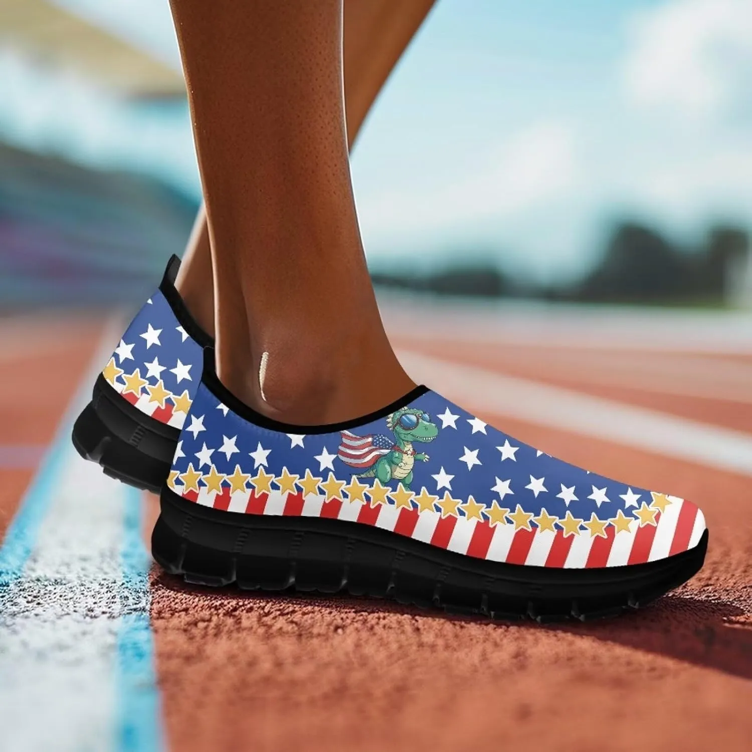 Women's Fashion Sneakers Slip On Walking Loafers Travel ShoesBlack Sole
