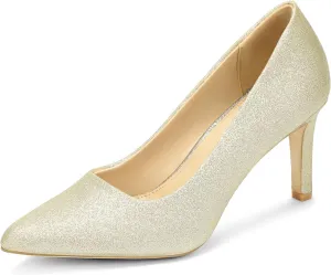 Women's Heels Closed Pointed Toe Pumps Stiletto High Heels Comfortable Wedding Party Dress Shoes 3-Inch