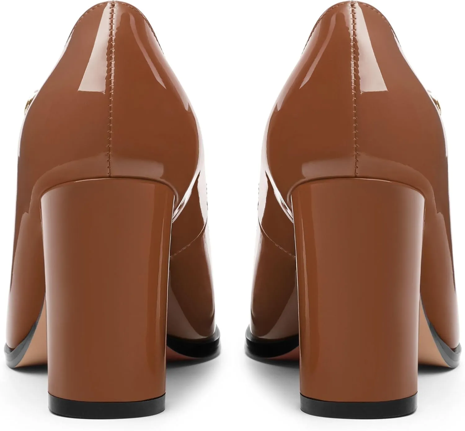 Women's Mary Jane Heels, Chunky Heels Mary Jane Square Toe Pumps One Strap Patent Leather Block High Heels Dress Shoes 3.15 Inch