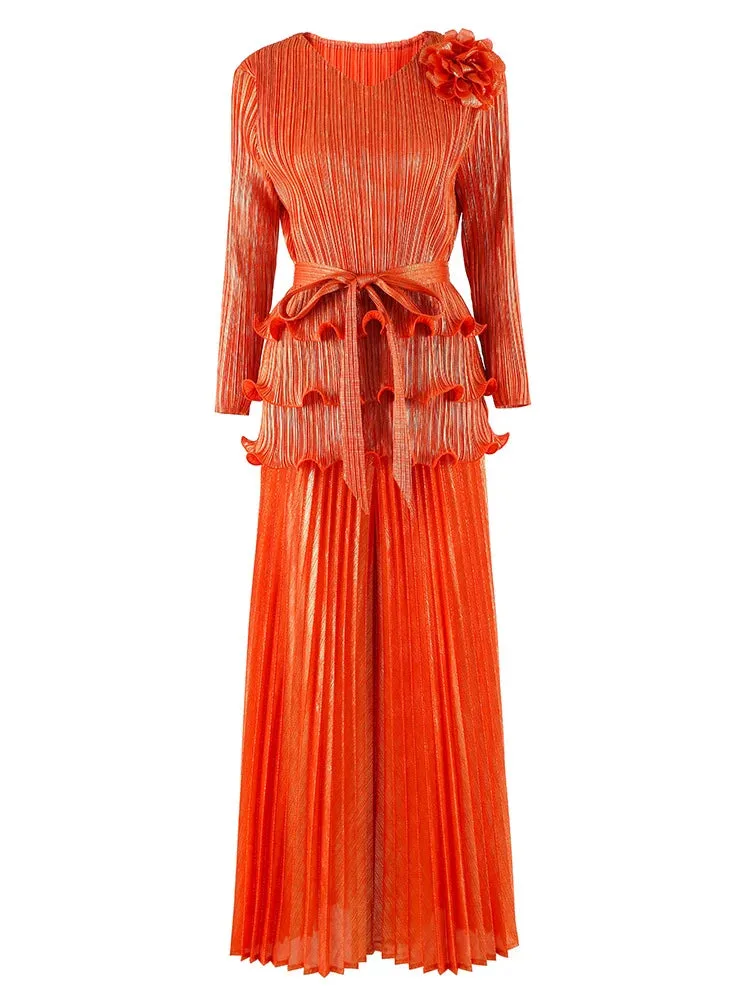 Women's Pleated Wide-Leg Pants & Top Set