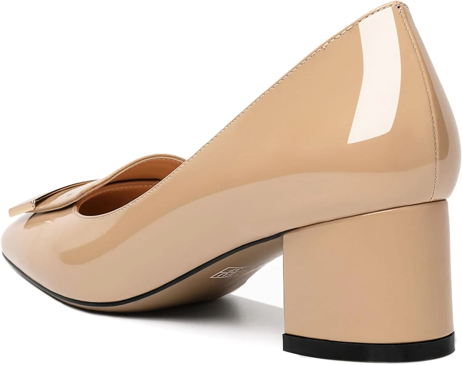 YODEKS Women's Low Block Heels Pumps Square Toe Chunky Heels Slip On 2 Inch Closed Toe Dressy Shoes